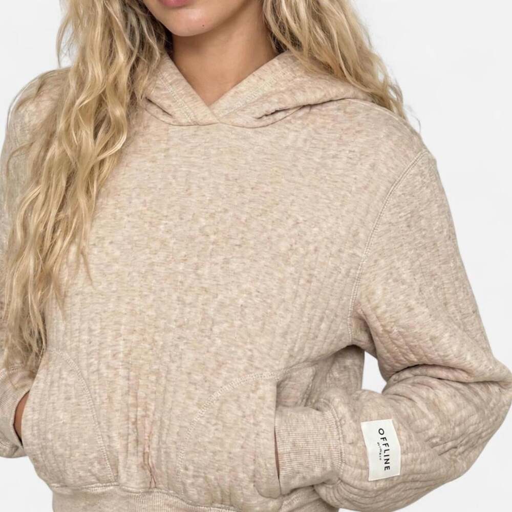 Aerie Women's Tan and Cream Hoodie